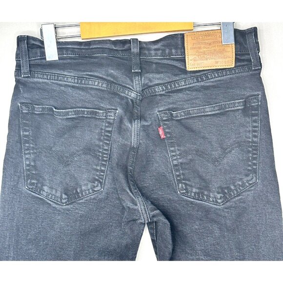 Levi's 502 Mens Jeans Premium Big E Denim Tapered Stretch Black Size 30x30 - Picture 5 of 16